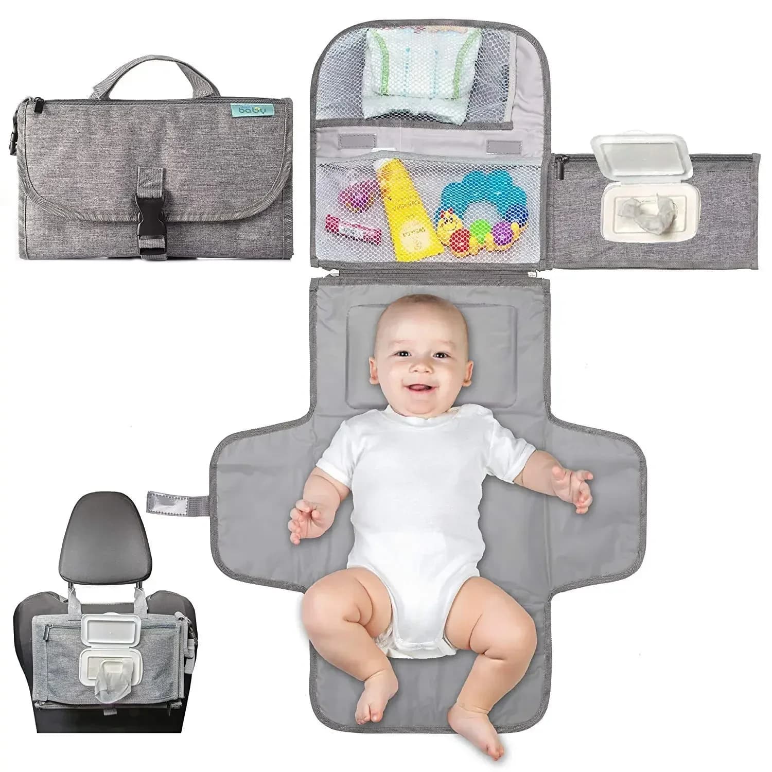 Portable Baby Changing Pad with Pockets Waterproof Travel Diaper Changing Station Kit Portable Diaper Changing Pad Baby Gifts
